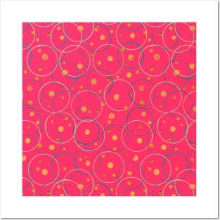 Circles Dark Pink pattern Posters and Art